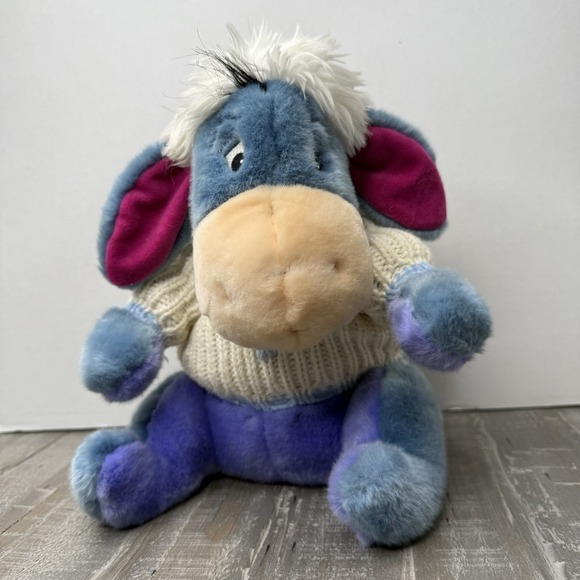 12" EEYORE PLUSH Winter Snowflake Sweater Disney Store Exclusive Pooh Xmas - Picture 1 of 10